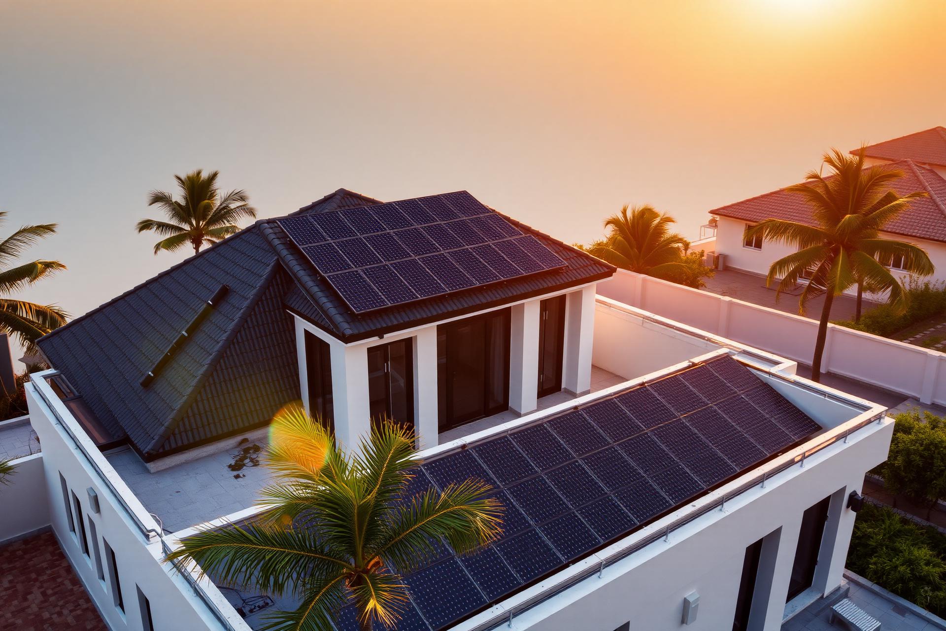 Premium residential solar installation at golden hour in Nigeria
