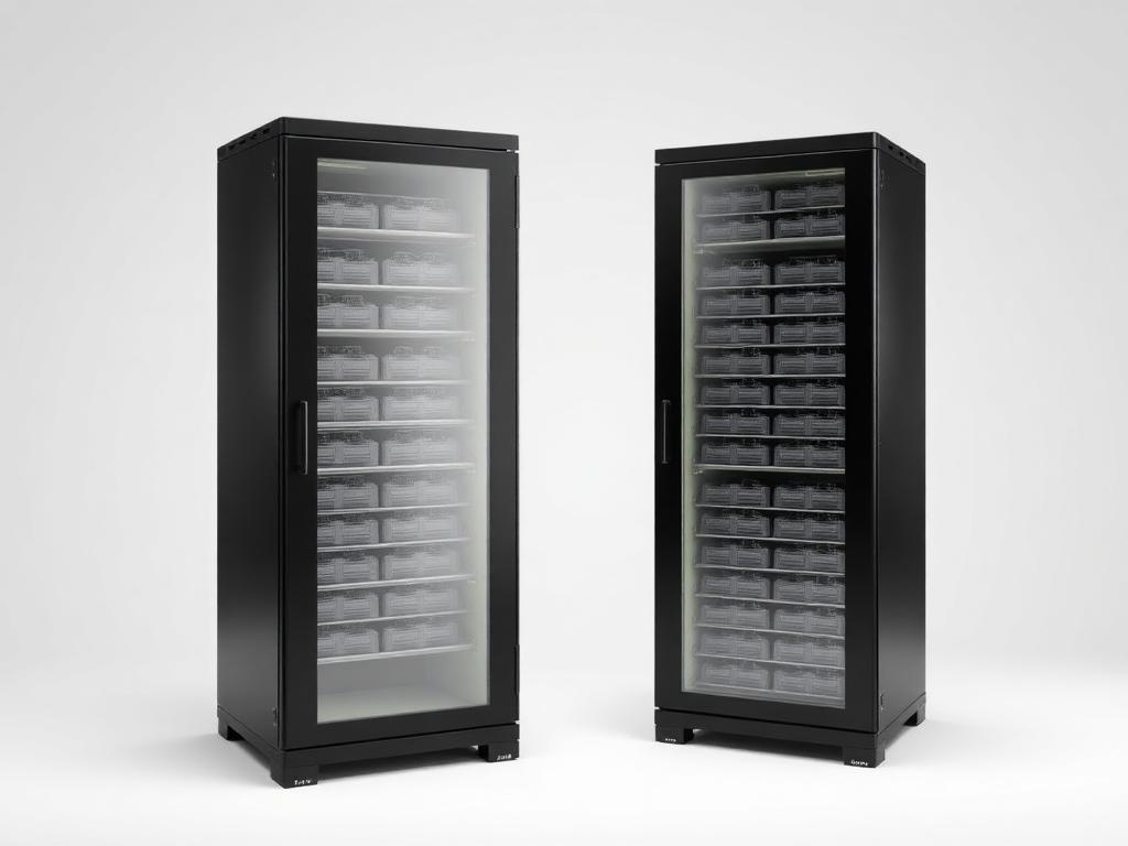 Tall deep-cycle lithium battery cabinet with stacked trays